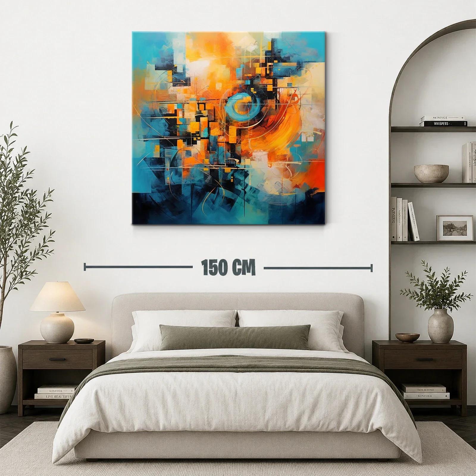Composición abstracta vibrante en tonos azul y naranja — miniatura 3