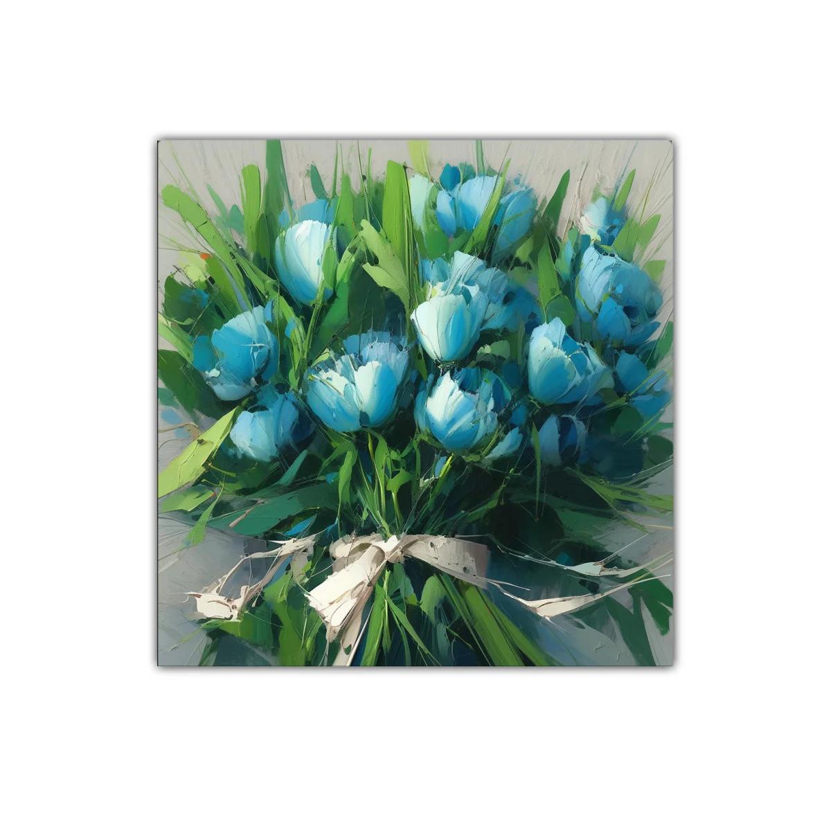 Ramo vibrante con flores azules y follaje verde fresco — imagen principal