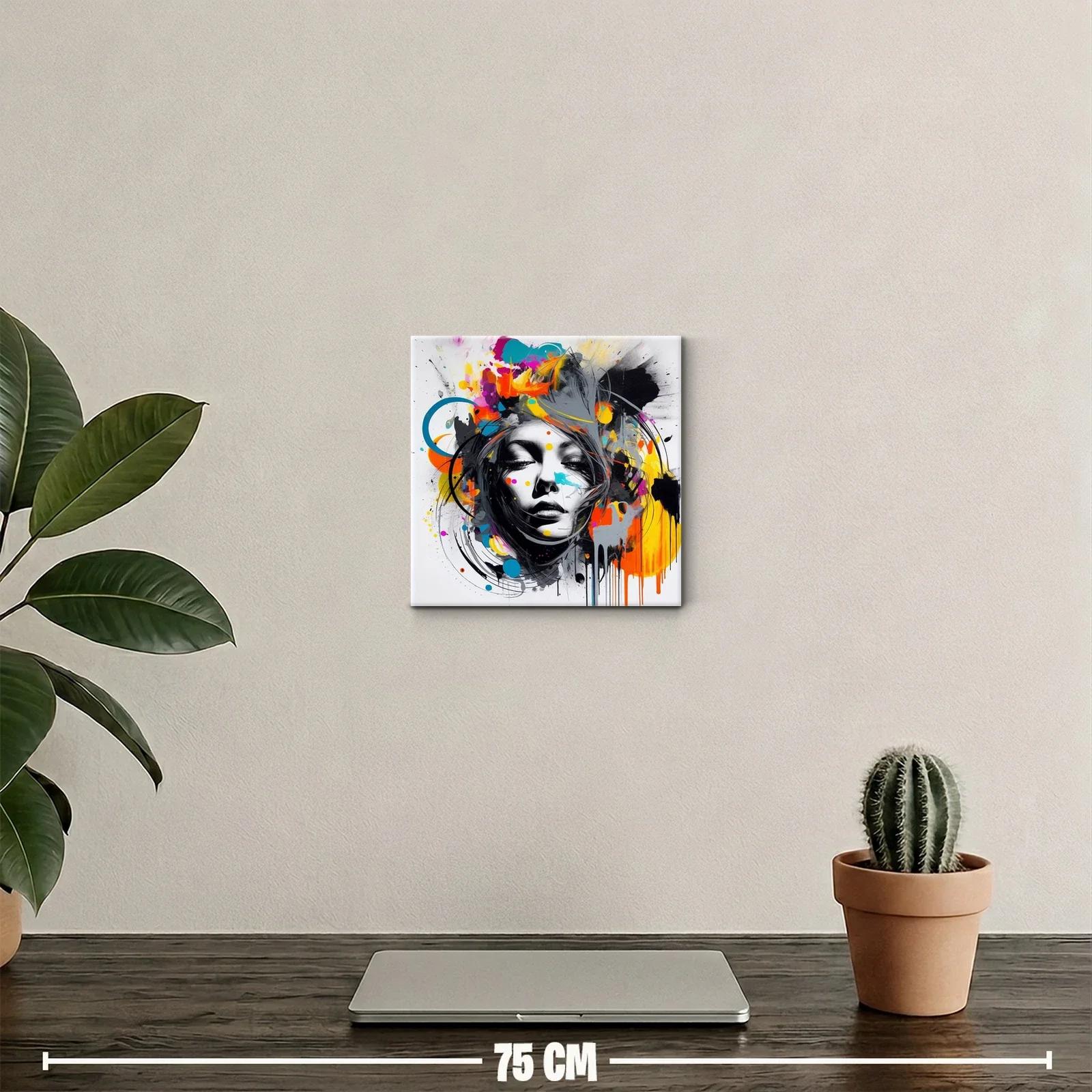 Retrato femenino vibrante con explosión de color y emociones — miniatura 2