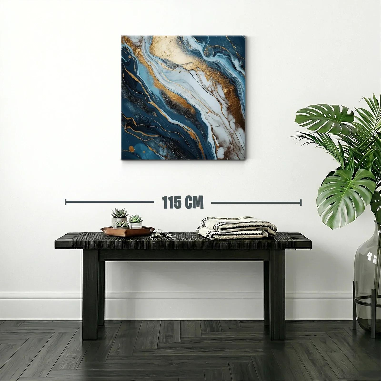 Abstracto moderno con vetas doradas y tonos azul profundo — miniatura 2