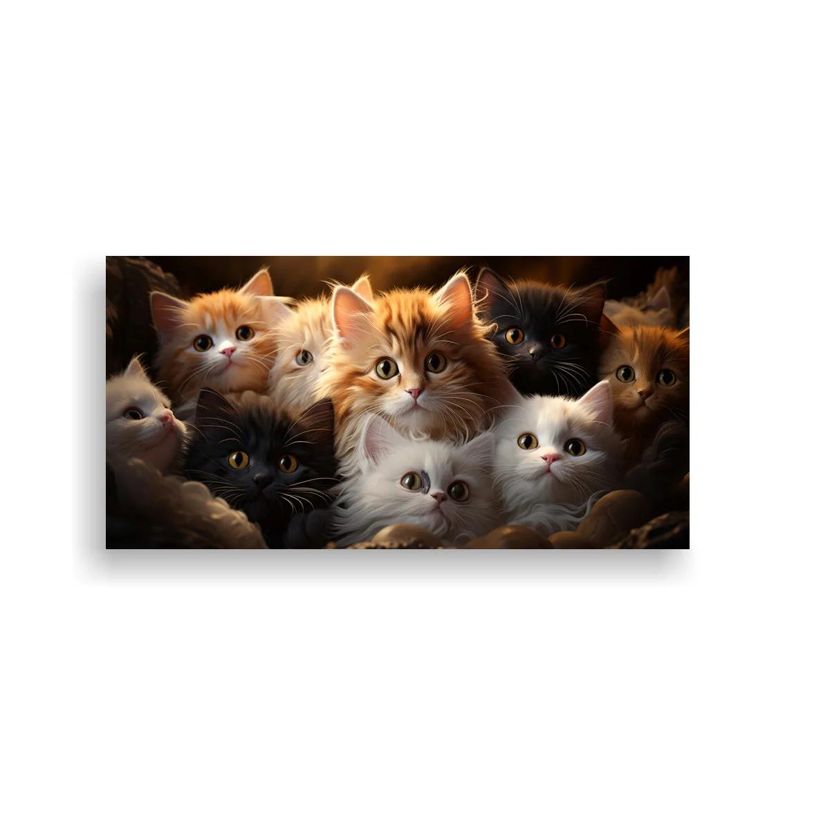 Cuadro grupo de gatitos con luz cálida
