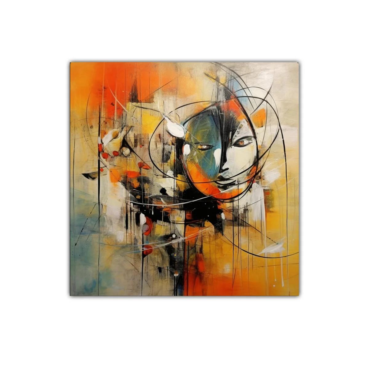 Cuadro decorativo rostro abstracto en tonos cálidos — imagen principal