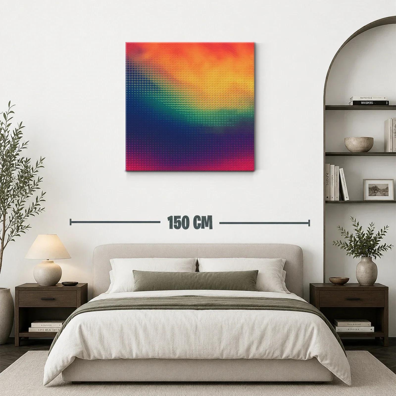 Cuadro abstracto moderno con patrones degradados y vibrantes — miniatura 3