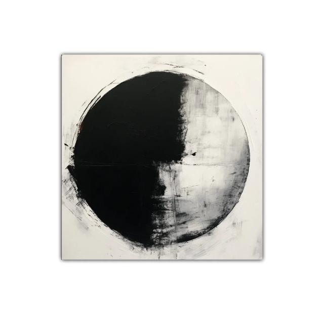 Cuadro decorativo esfera en blanco y negro con textura