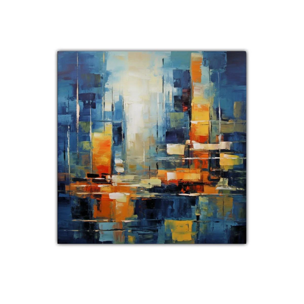 Composición abstracta con vibrantes tonos azul y naranja — miniatura 1