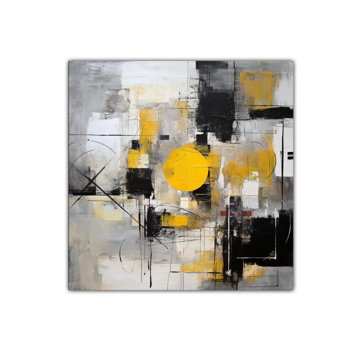 Composición abstracta con círculos y tonos grises y amarillos — imagen principal