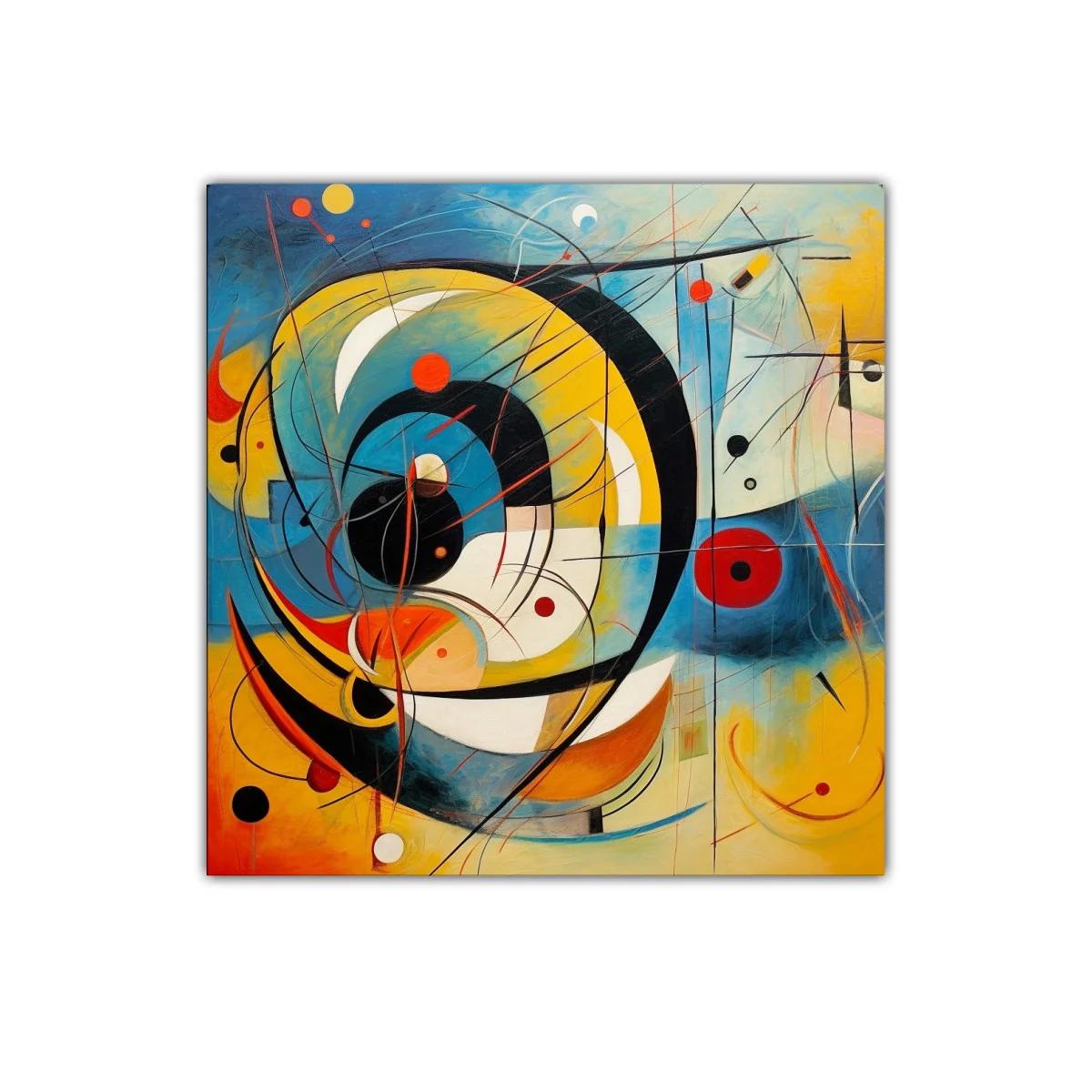 Cuadro abstracto con formas geométricas y colores vibrantes