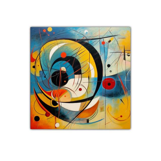 Cuadro abstracto con formas geométricas y colores vibrantes