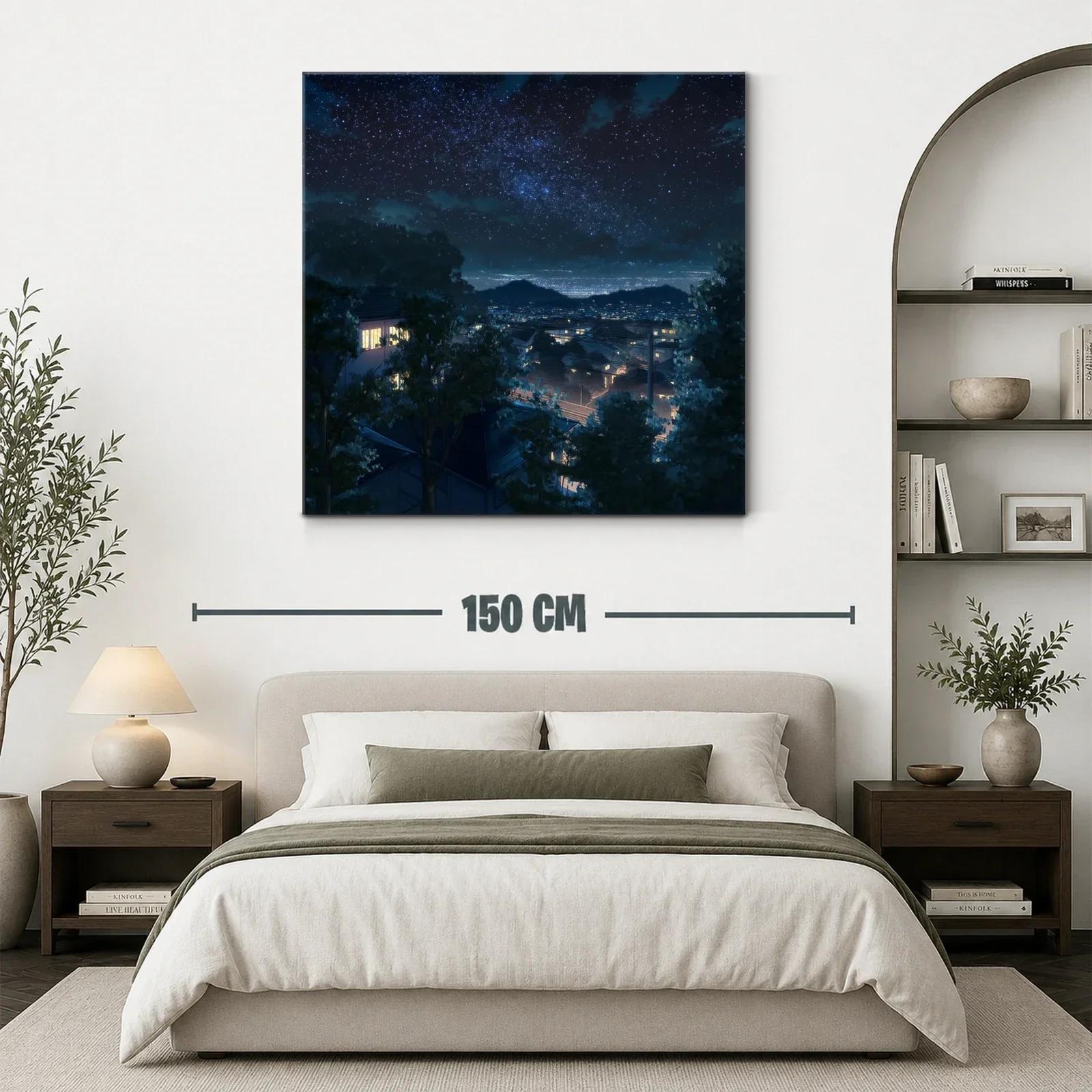 Cielo estrellado sobre ciudad tranquila nocturna — miniatura 3