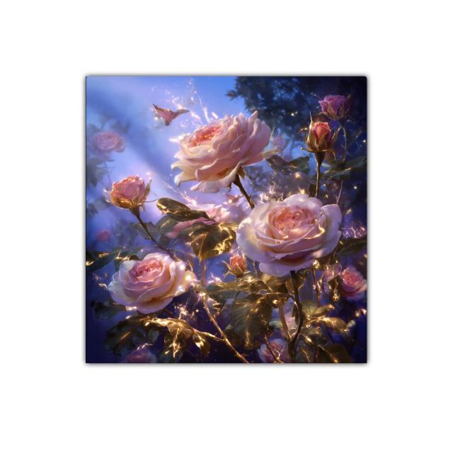 Rosas iluminadas en un entorno mágico y onírico