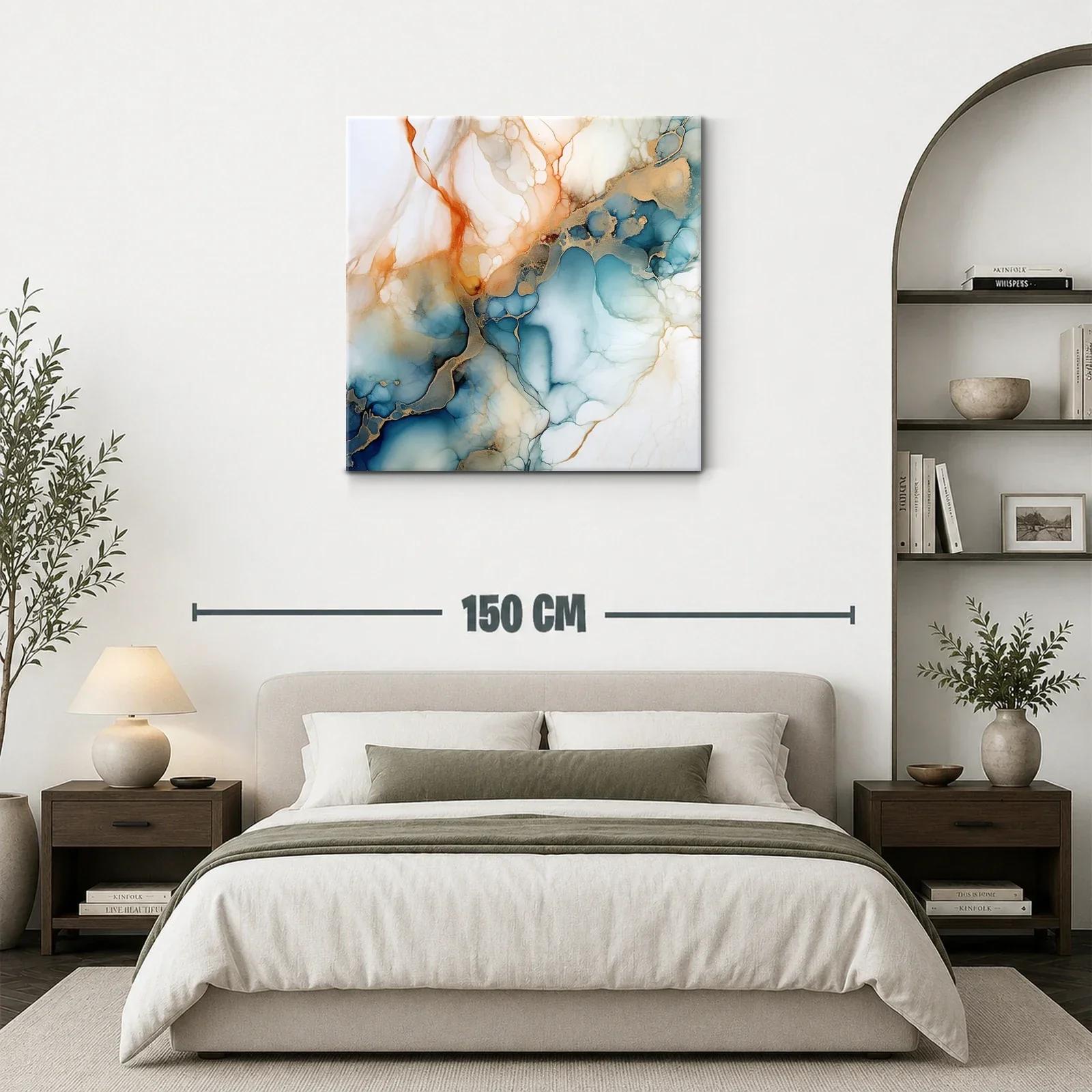 Composición abstracta con tonos azules y dorados cálidos — miniatura 3
