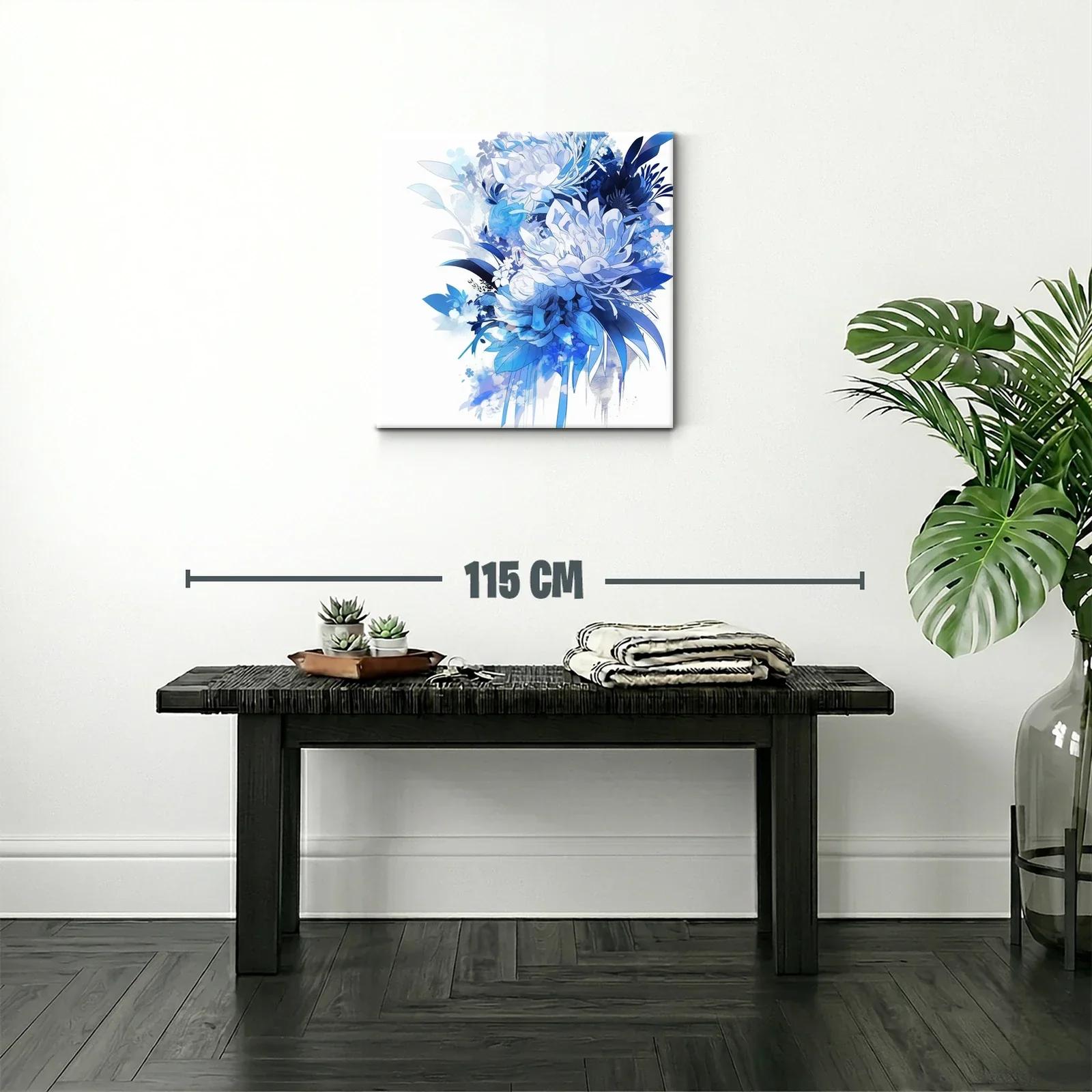 Composición floral abstracta en tonos azules y blancos — miniatura 2
