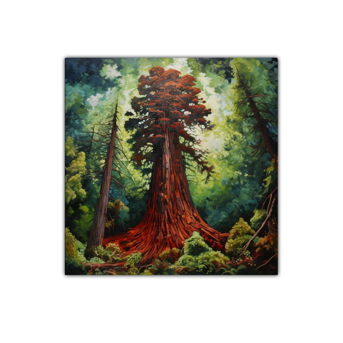 Árbol milenario con tonos cálidos y vibrantes en bosque