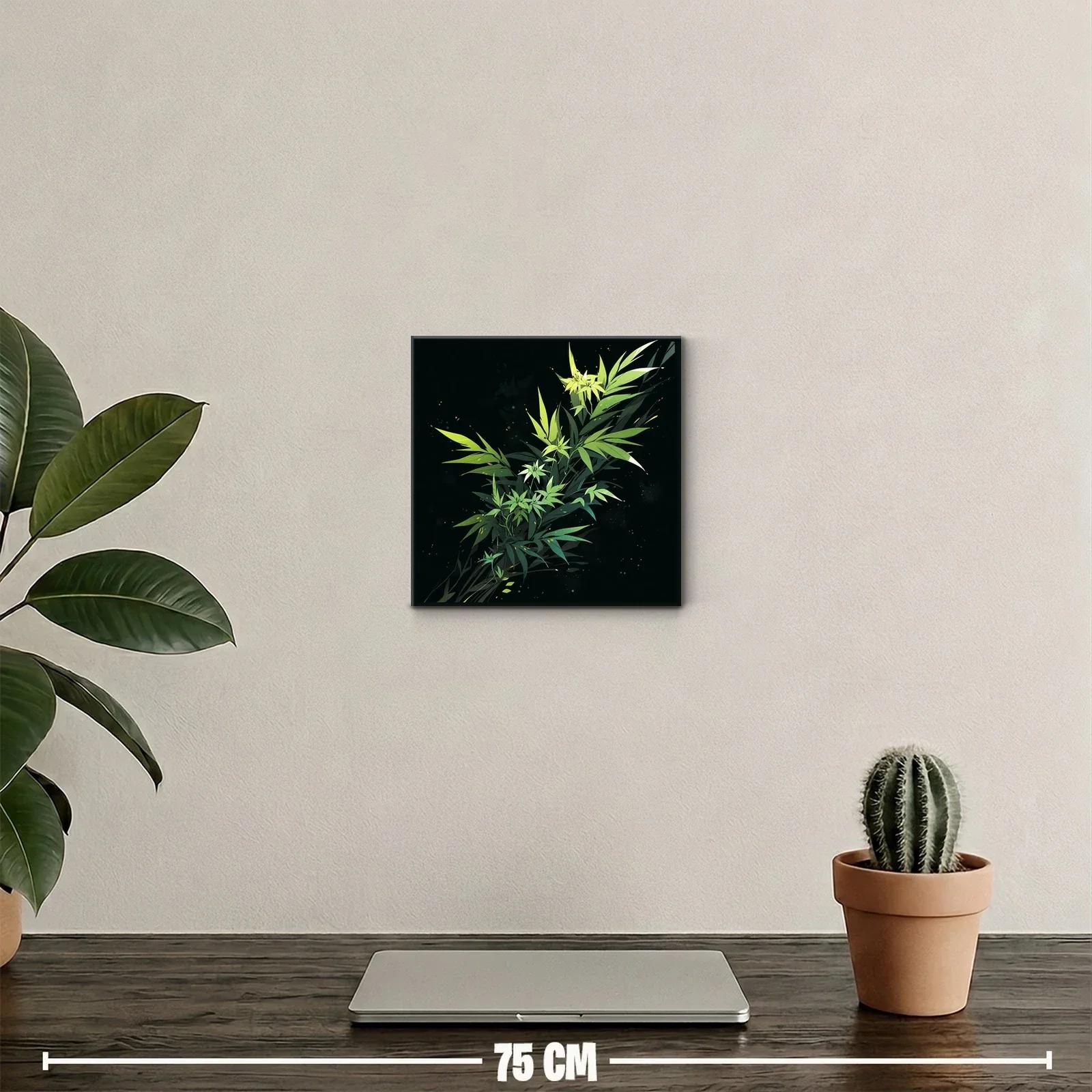 Composición de hojas y flores verdes sobre fondo oscuro — miniatura 2