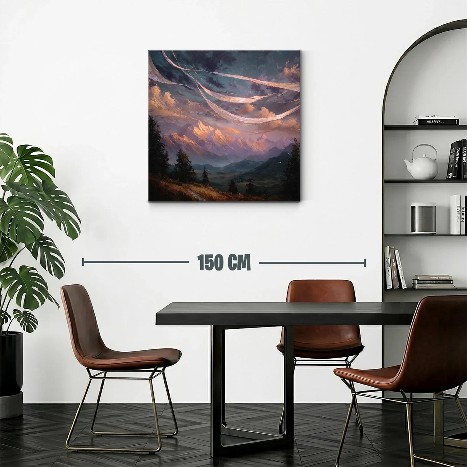 Paisaje montañoso con cielo dramático y nubes cálidas — miniatura 2