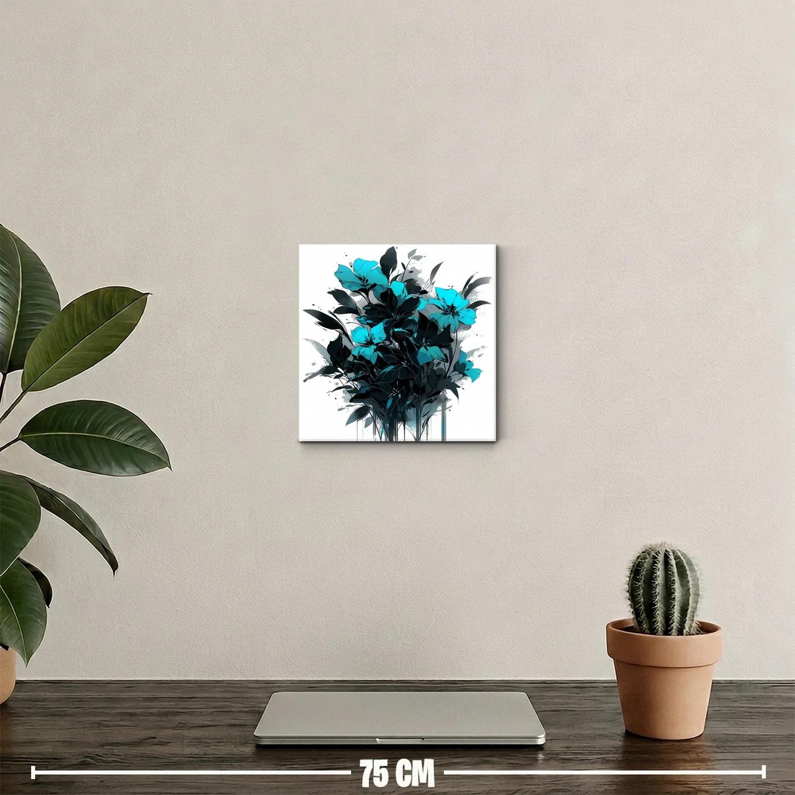 Cuadro con ramo de flores en tonos azul y negro — miniatura 2