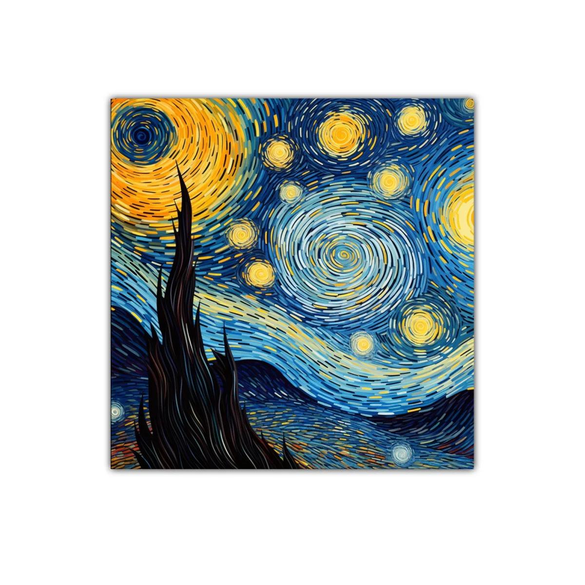 Cuadro nocturno con cielo estrellado en tonos vibrantes — imagen principal