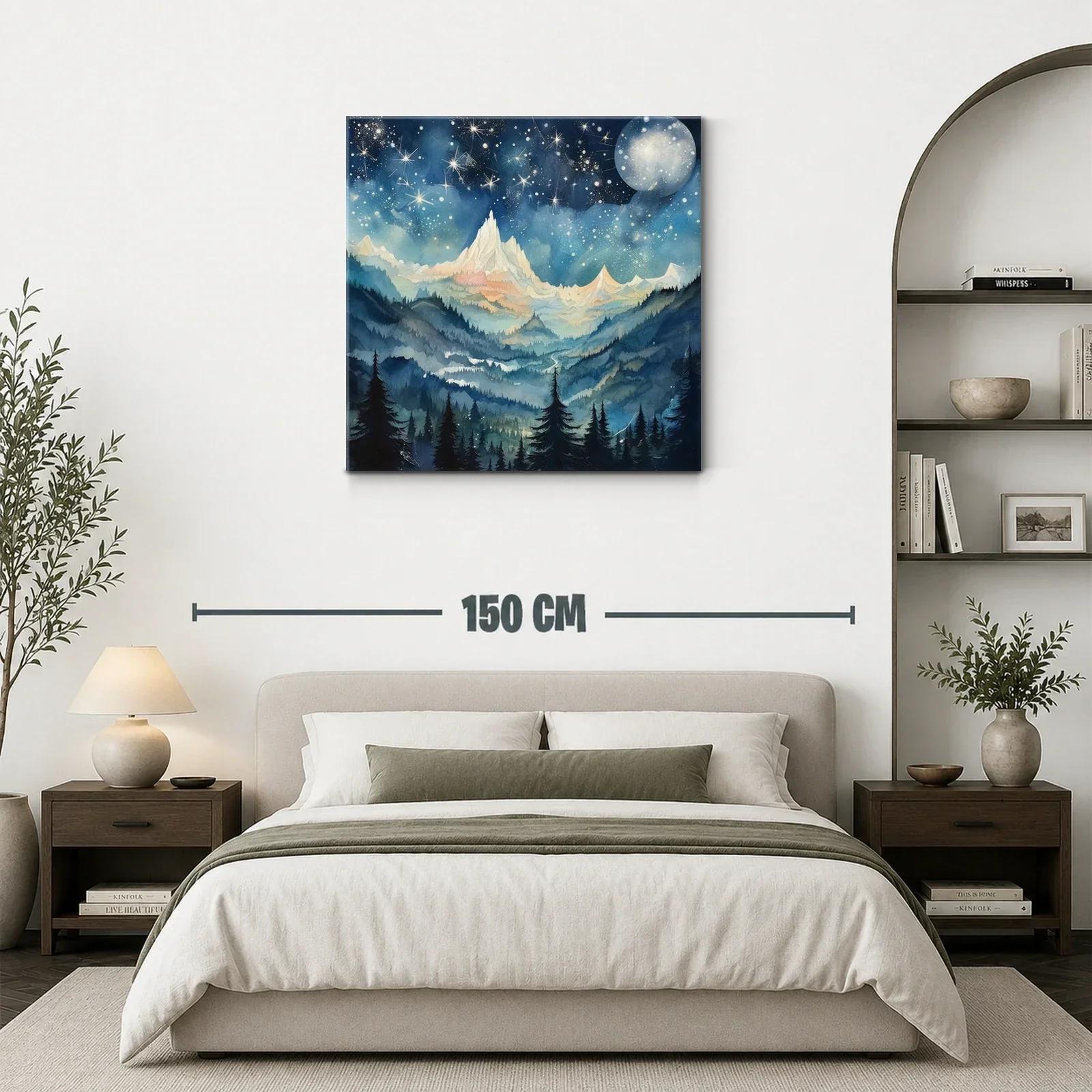Paisaje nocturno con montañas y cielo estrellado brillante — miniatura 3