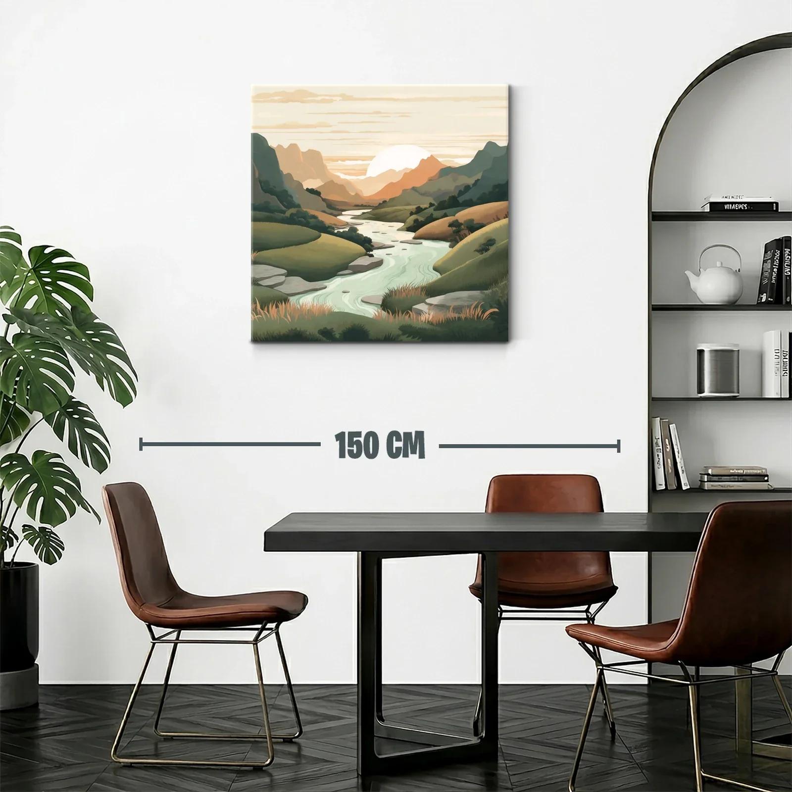 Paisaje sereno con río y montañas al atardecer — miniatura 2