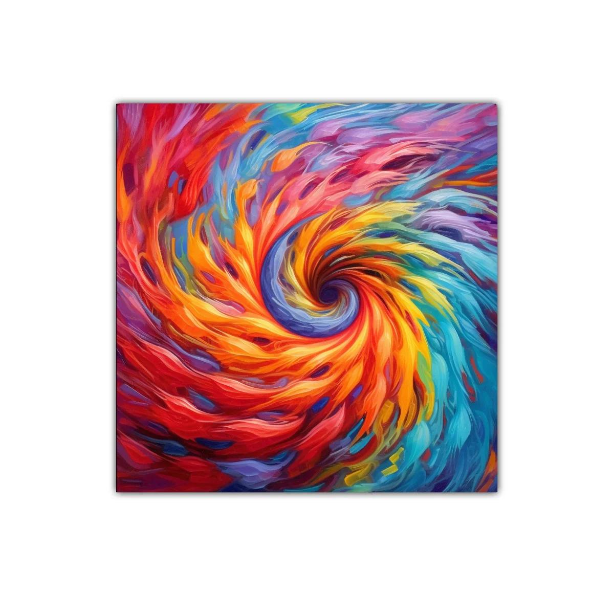 Cuadro abstracto en espiral con explosión de colores vivos