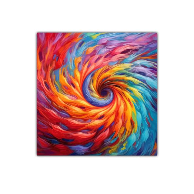 Cuadro abstracto en espiral con explosión de colores vivos