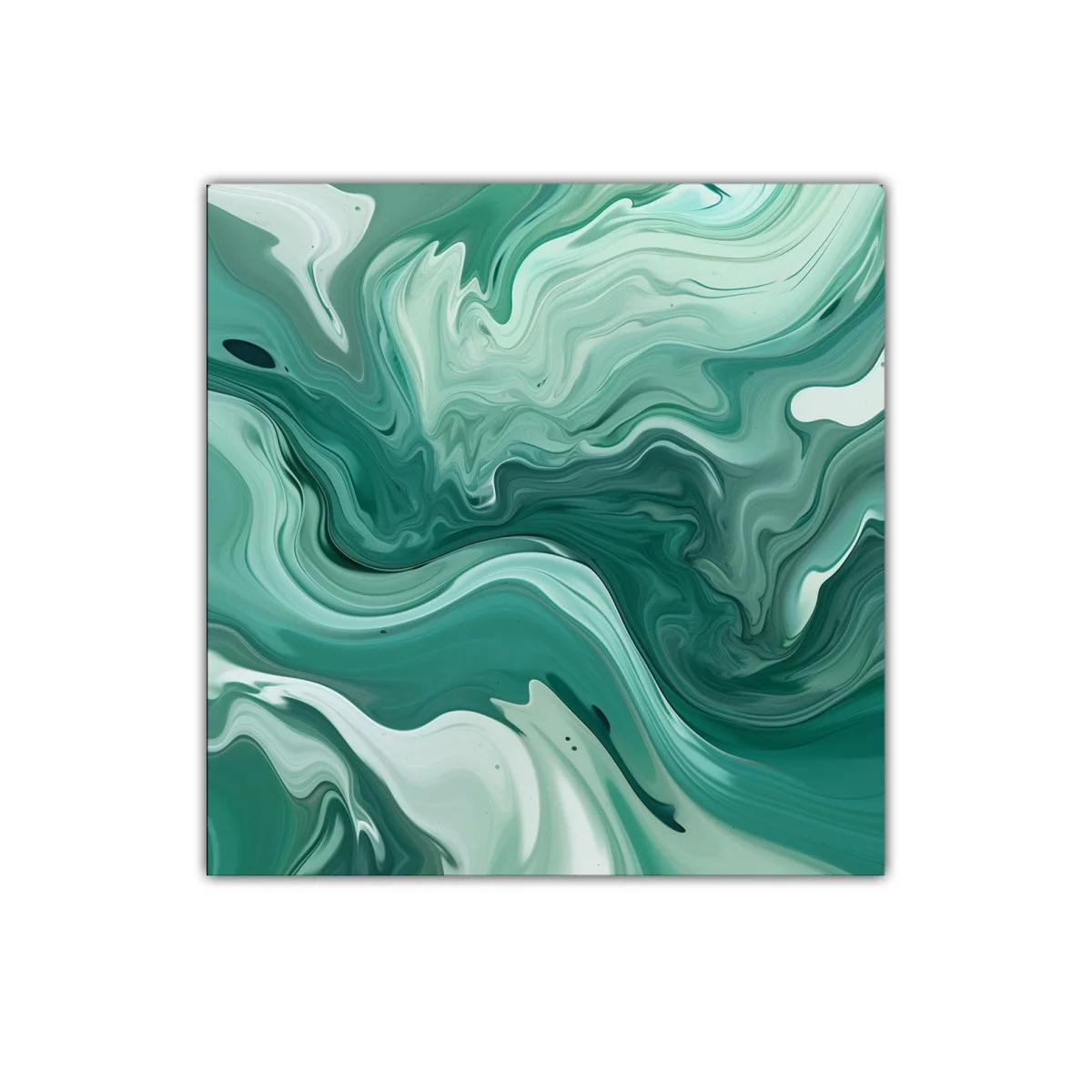 Arte abstracto fluido en tonos verdes y blancos — miniatura 1