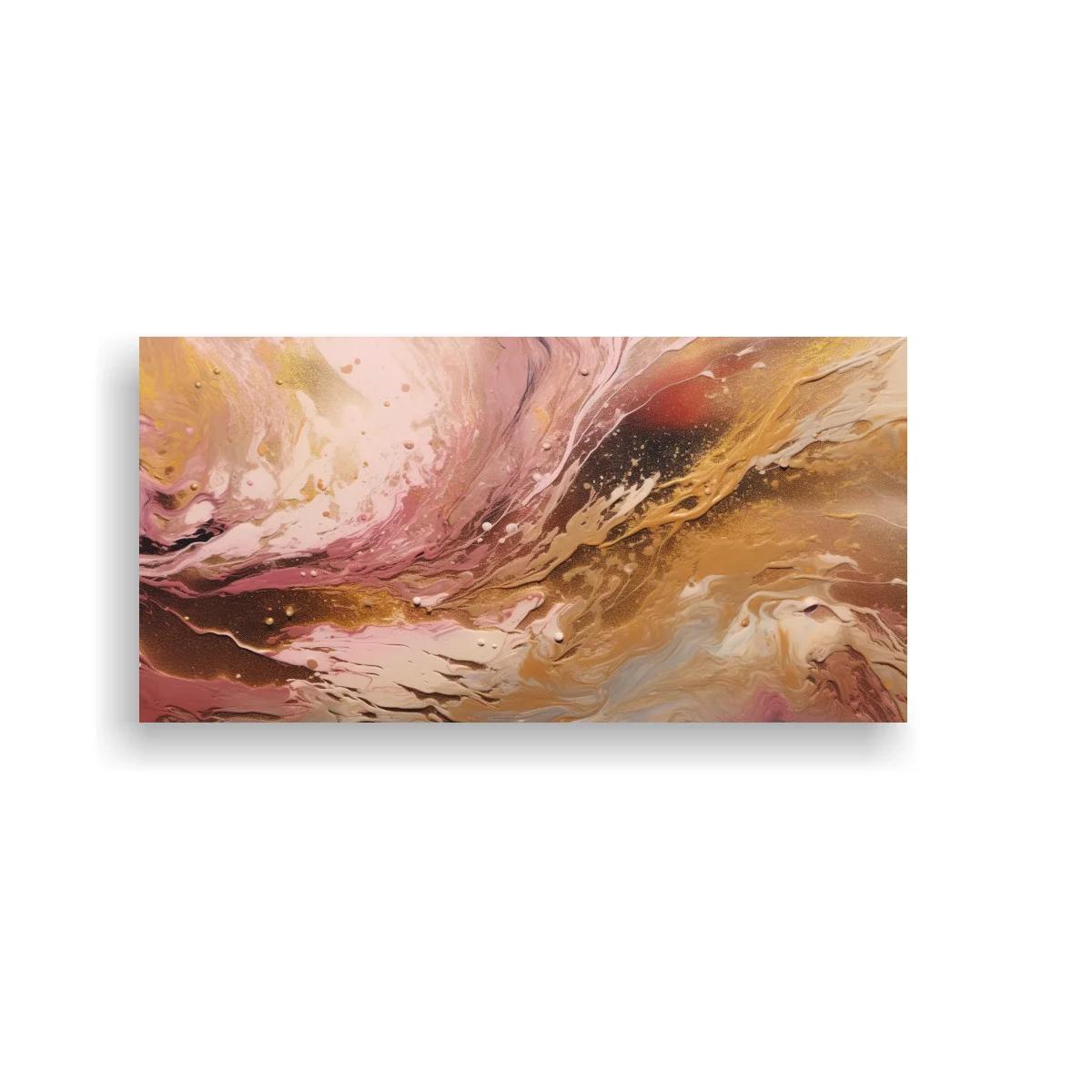 Cuadro abstracción fluida marmolada en rosa y marrón