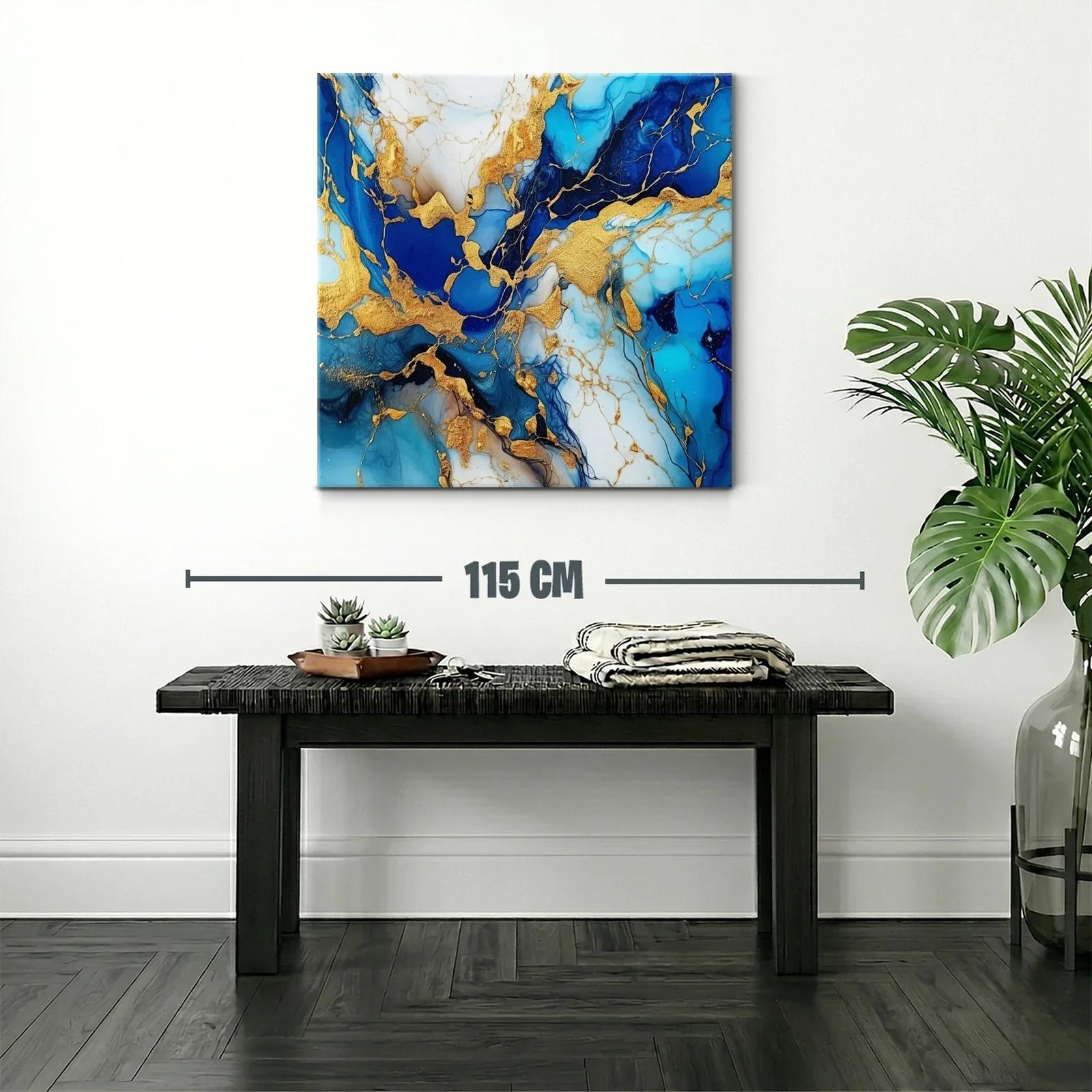 Composición abstracta en azul y dorado vibrante — miniatura 2