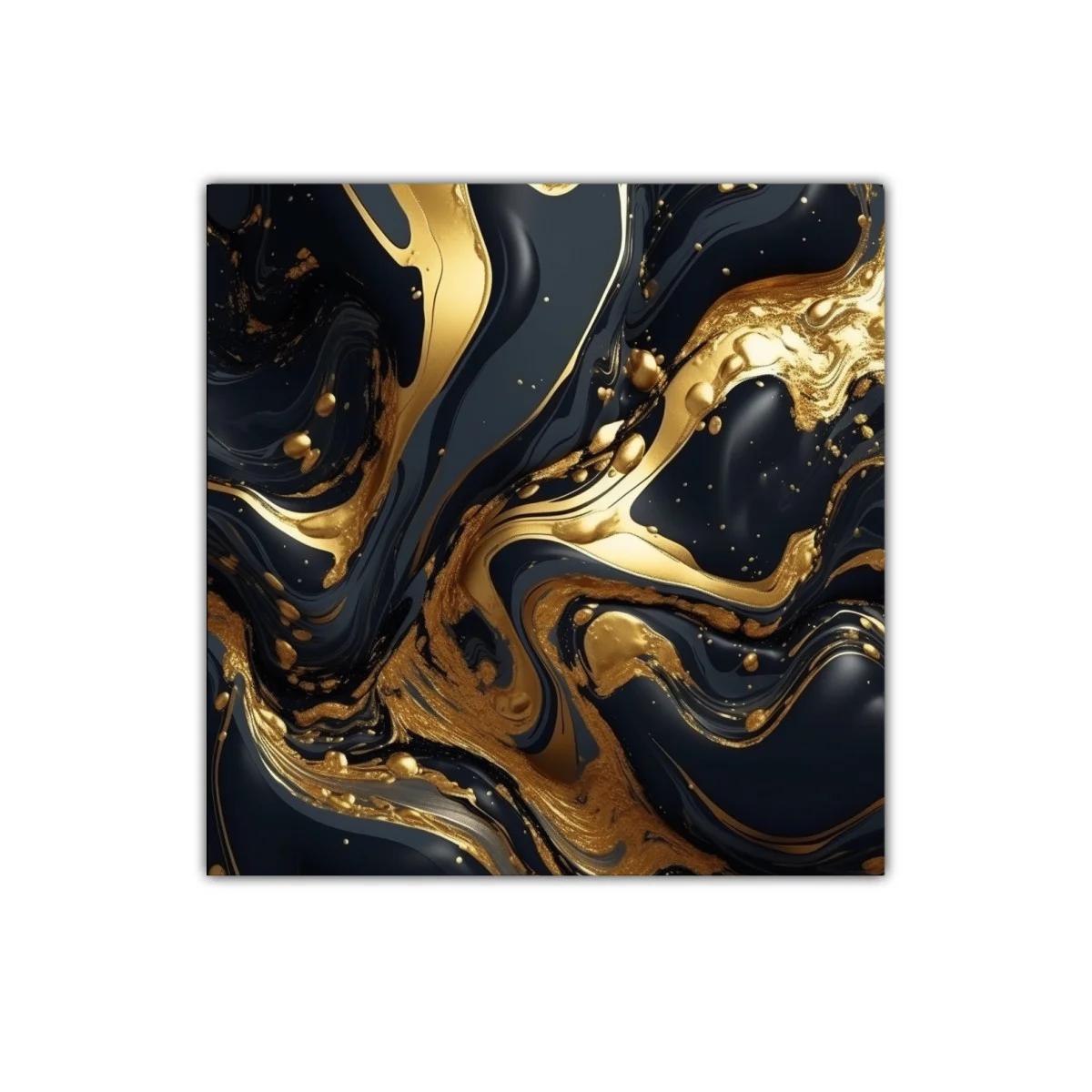 Elegancia fluida en tonos dorados y negros para decoración moderna