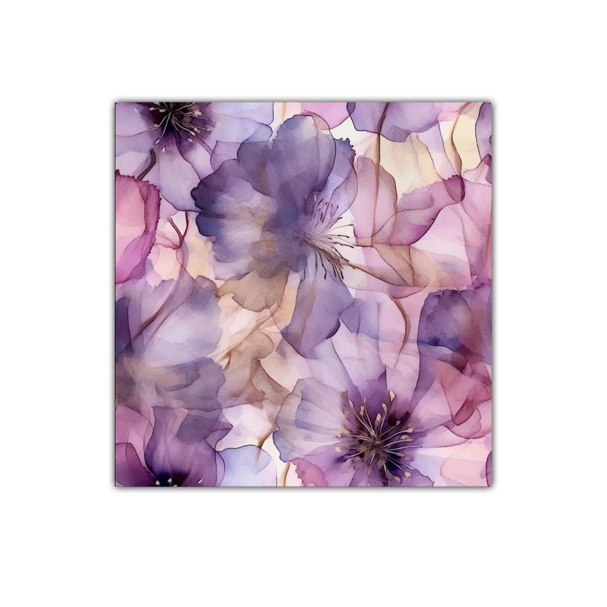 Cuadro decorativo flores en tonos lavanda y rosa suave