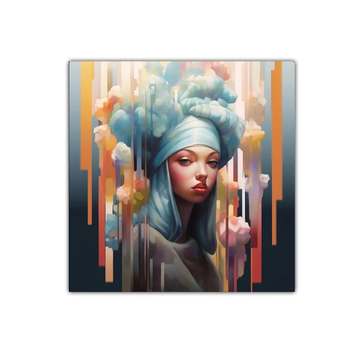 Retrato femenino con turbante y atmósfera etérea