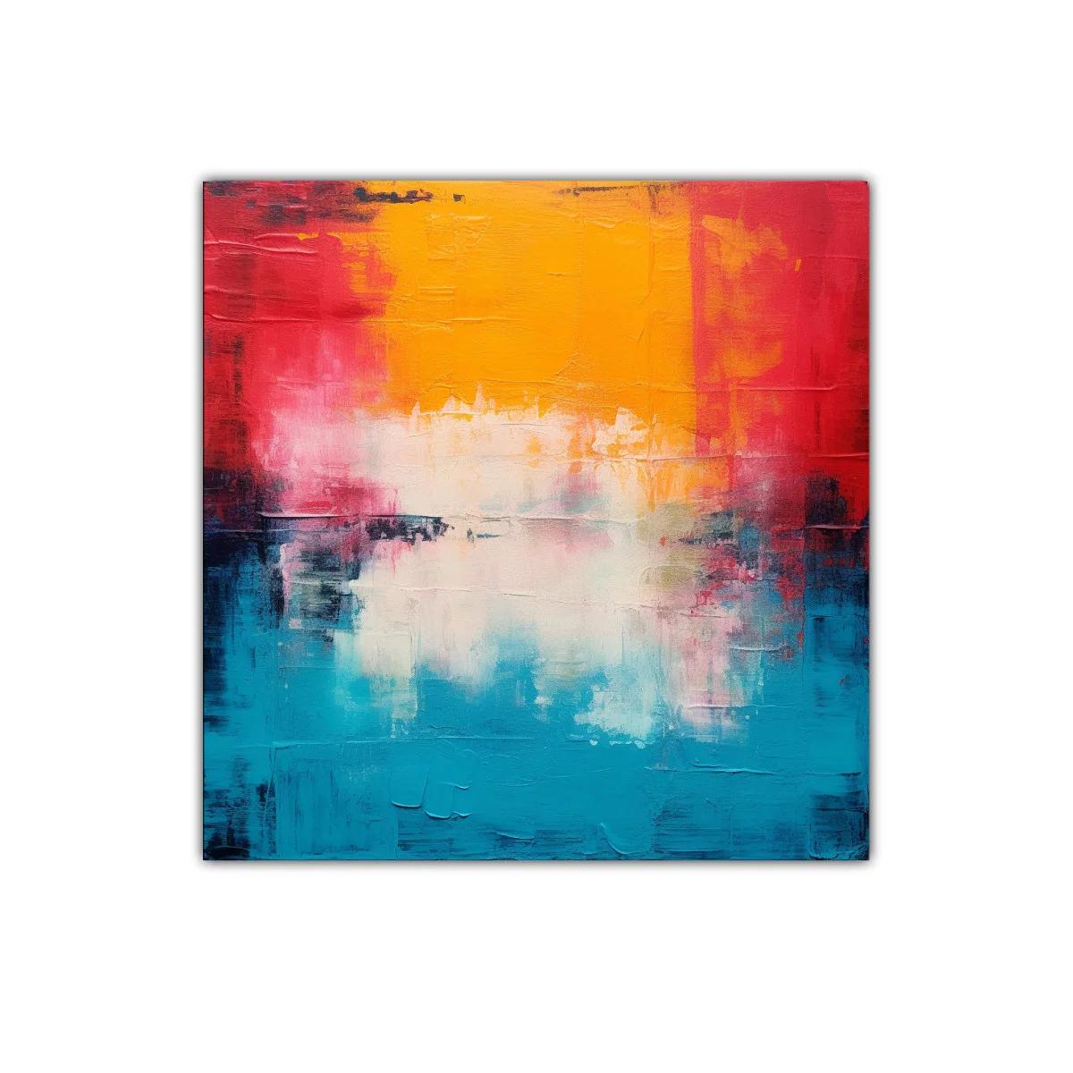 Cuadro abstracto en vibrantes tonos cálidos y fríos