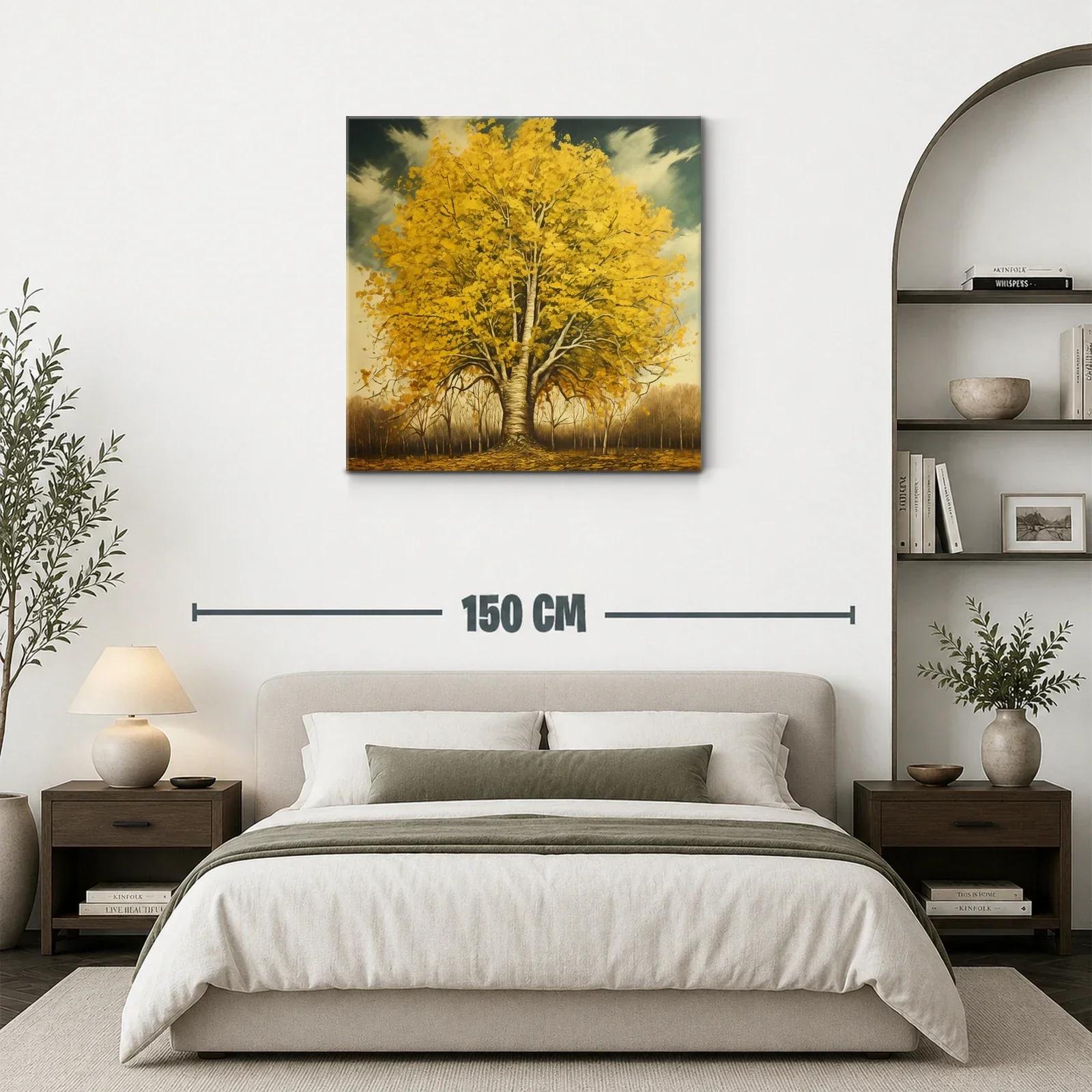 Majestuoso árbol dorado en paisaje otoñal sereno — miniatura 3