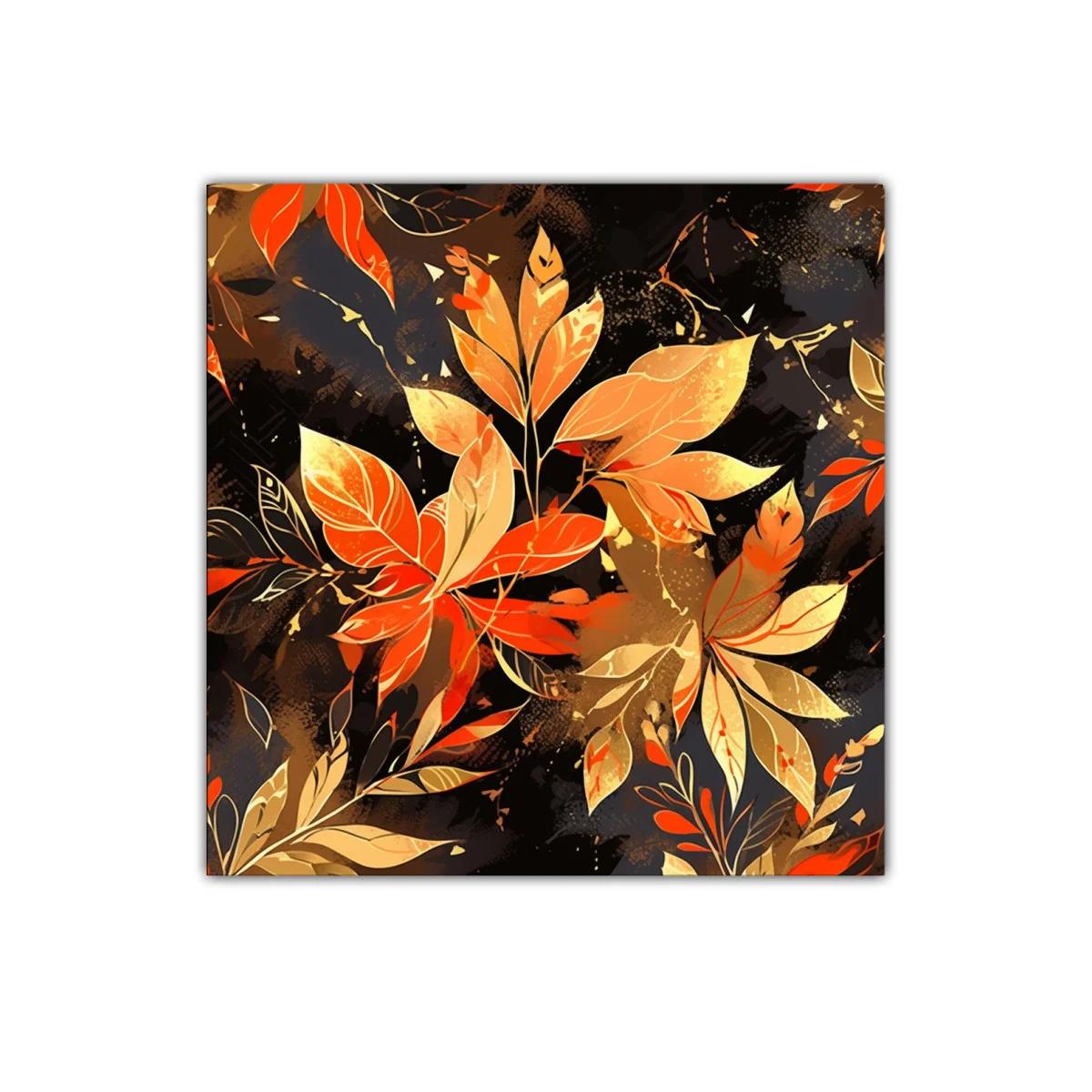 Cuadro decorativo con hojas otoñales en tonos cálidos — imagen principal