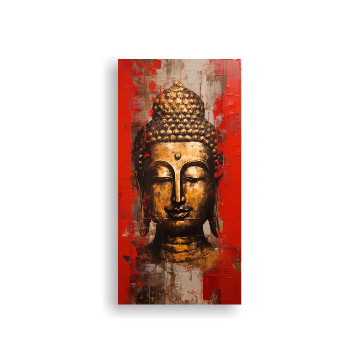 Cuadro Buda con fondo rojo texturizado