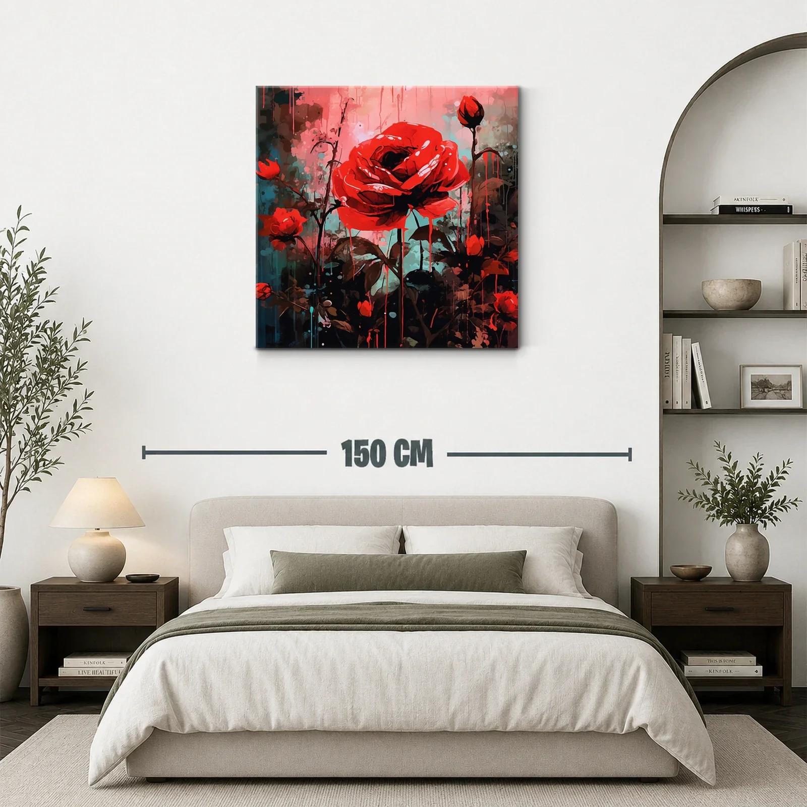 Vibrante composición de rosas rojas con fondo abstracto — miniatura 3