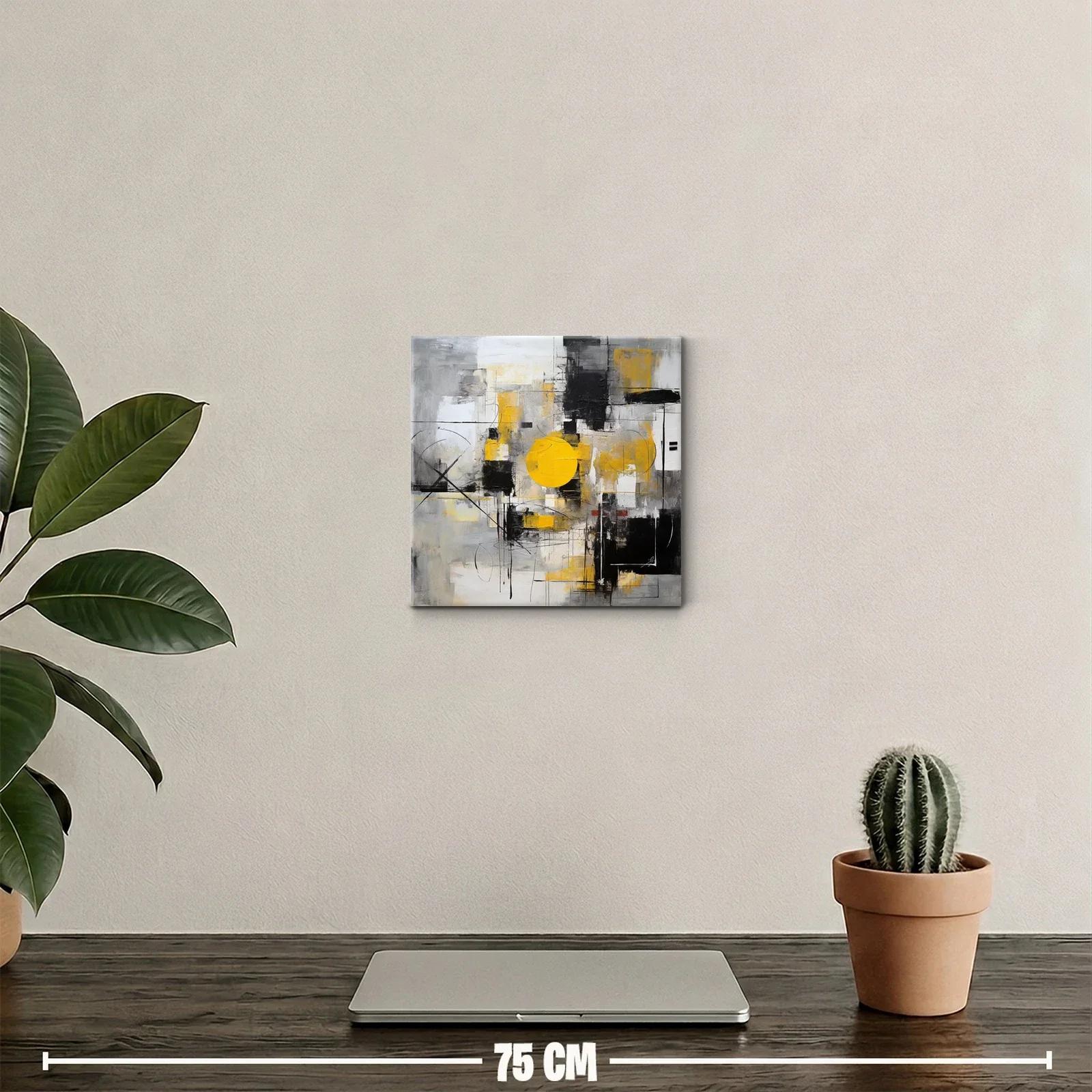 Composición abstracta con círculos y tonos grises y amarillos — miniatura 2