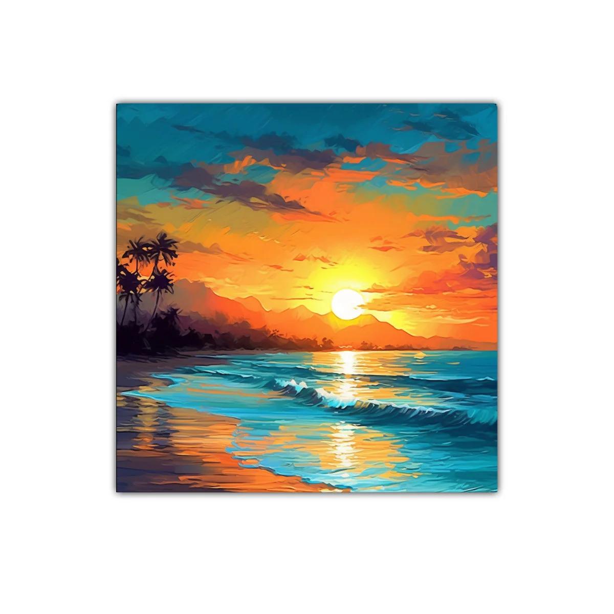 Atardecer tropical vibrante sobre la playa serena — imagen principal