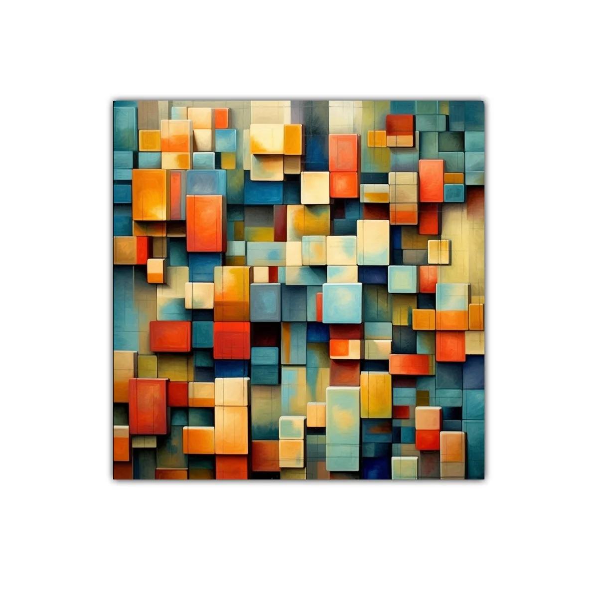 Composición abstracta con bloques de colores vibrantes y estructura dinámica — imagen principal