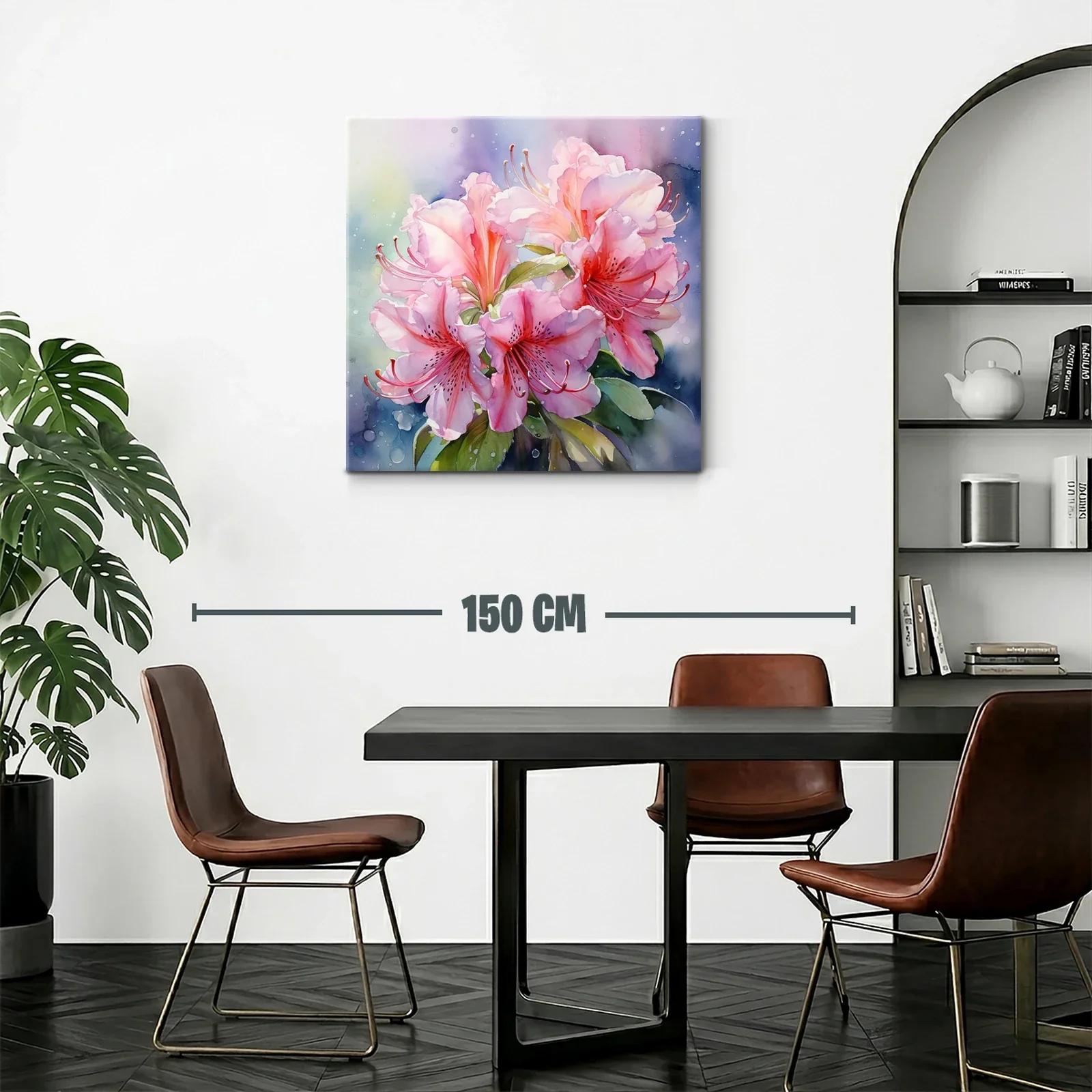 Cuadro floral con lirios rosas en acuarela delicada — miniatura 2