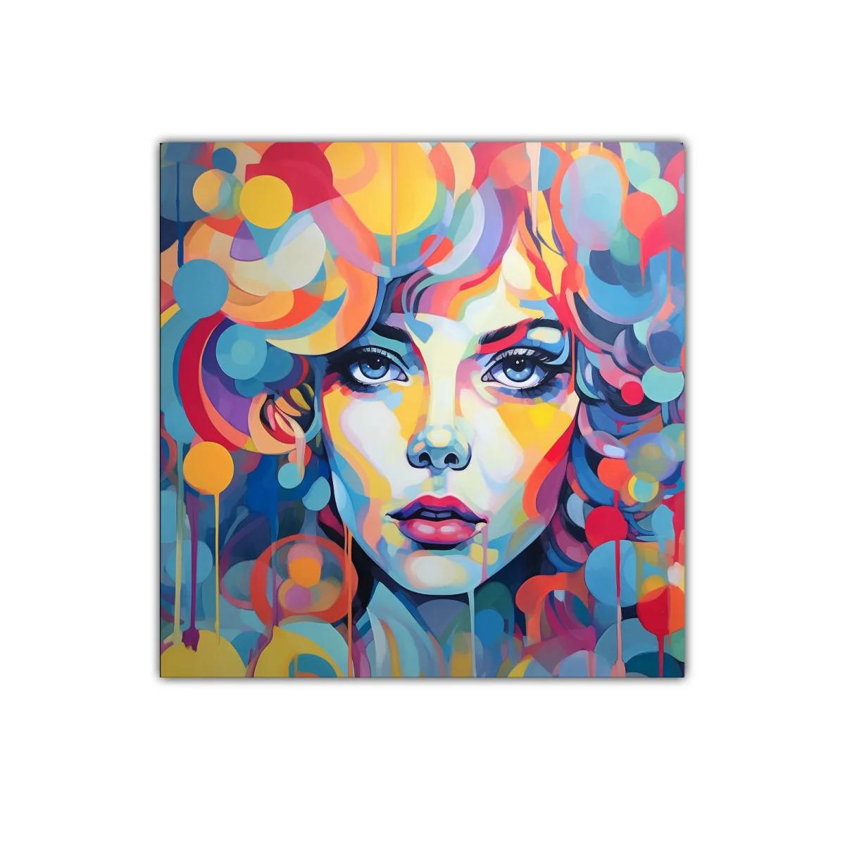Retrato femenino con explosión de color y formas abstractas — miniatura 1