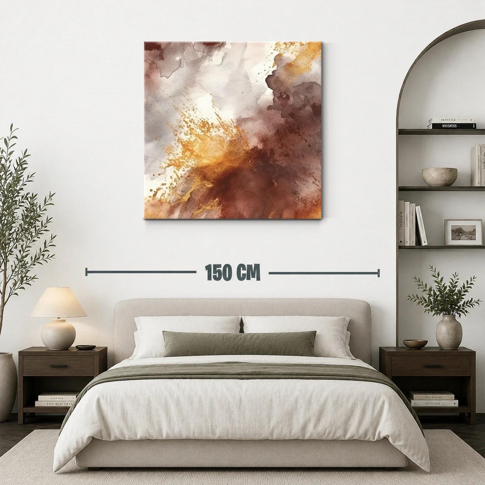 Cuadro abstracto en tonos tierra y dorados cálidos — miniatura 3