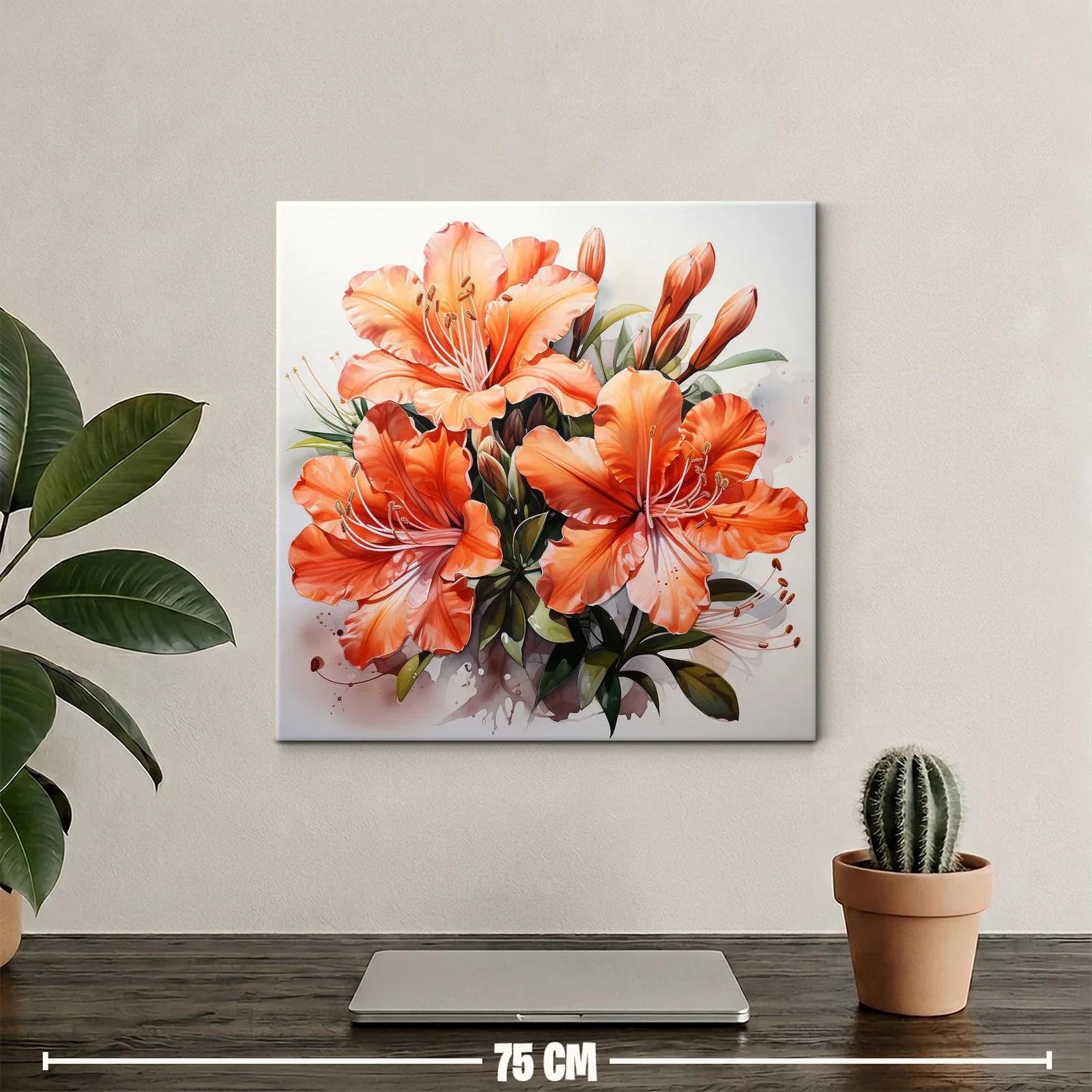 Impactante cuadro de flores naranja brillante — miniatura 2