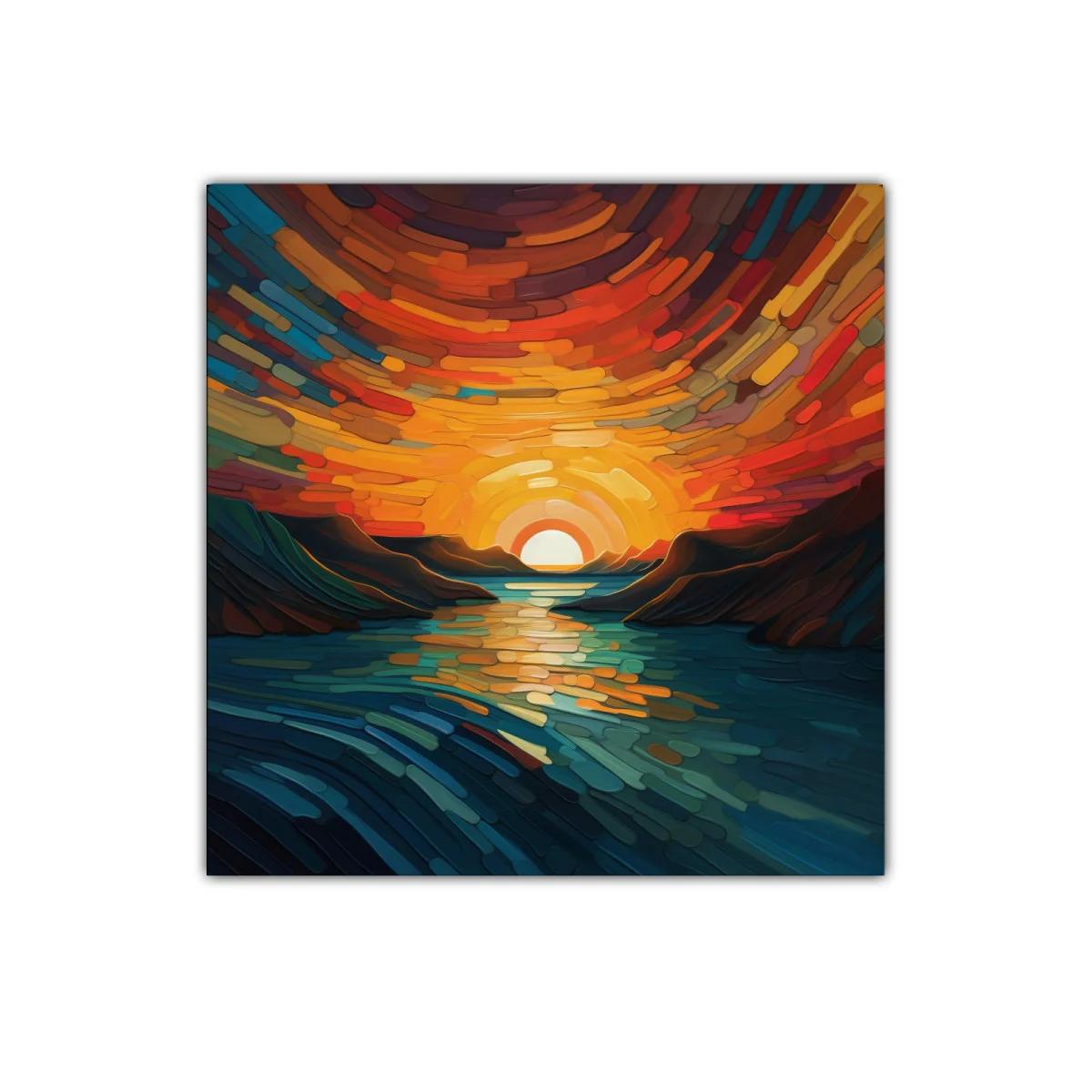 Esplendoroso atardecer entre montañas y río sereno — imagen principal