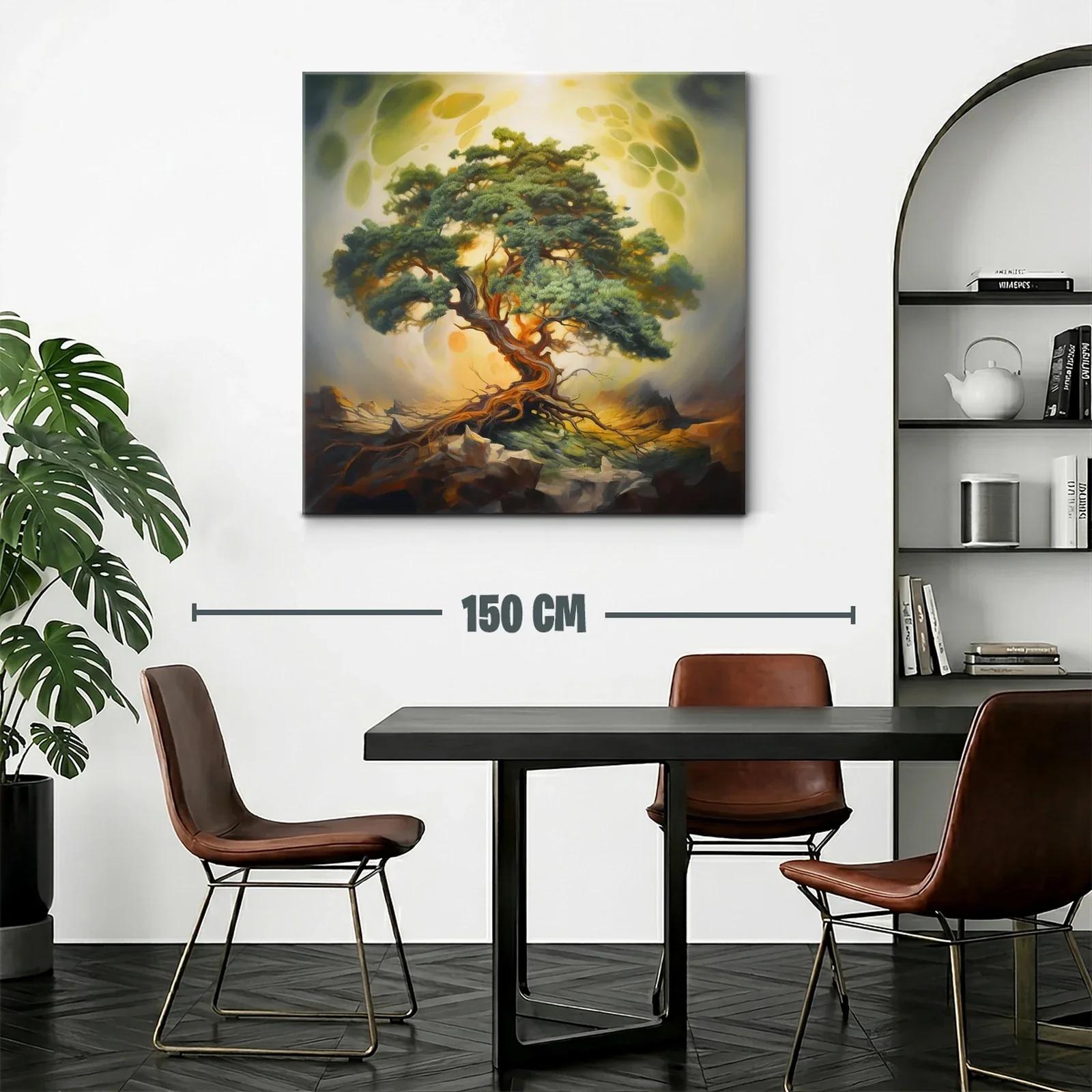 Árbol solitario con raíces entrelazadas y luz dorada — miniatura 2