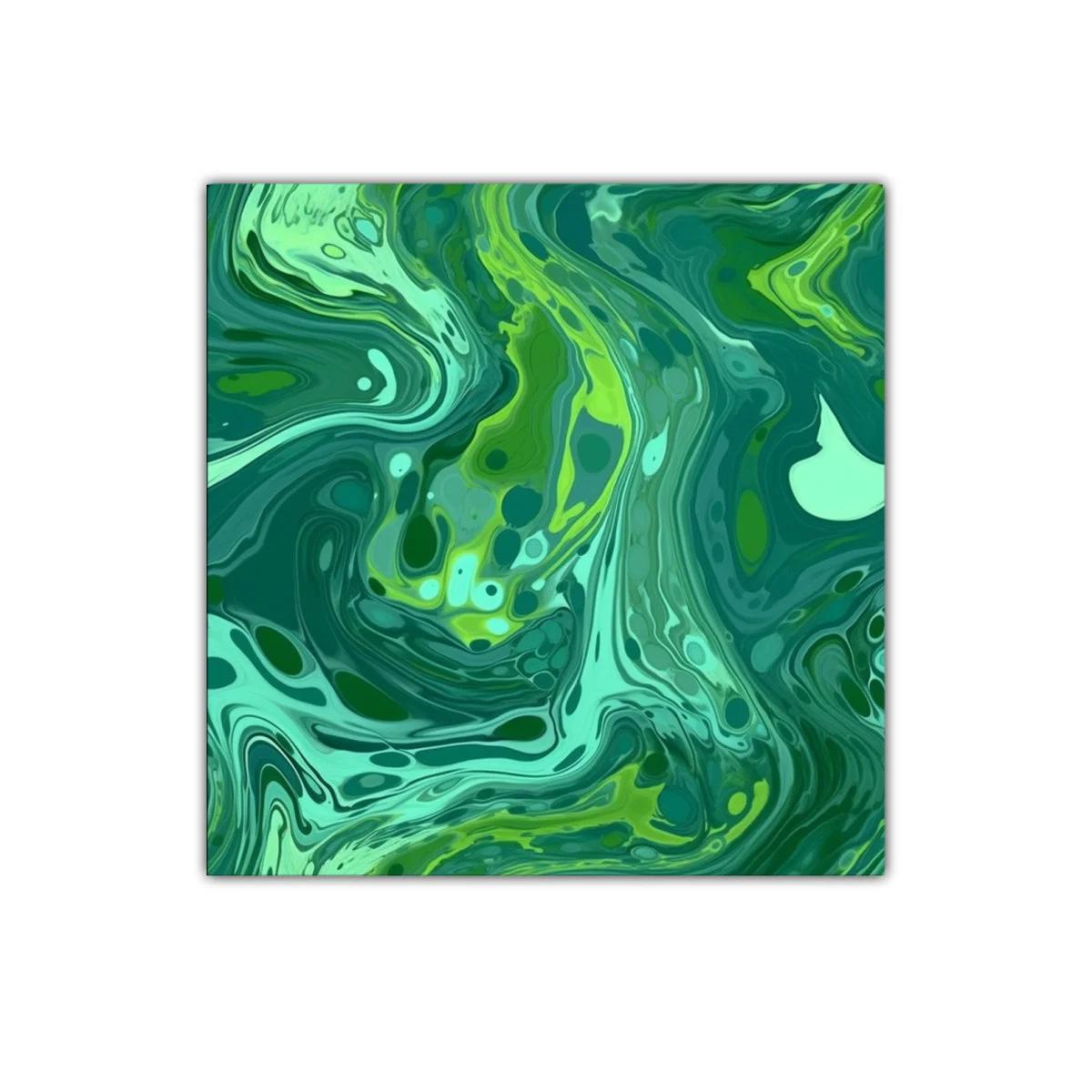 Cuadro decorativo con diseño abstracto en tonos verdes dinámicos