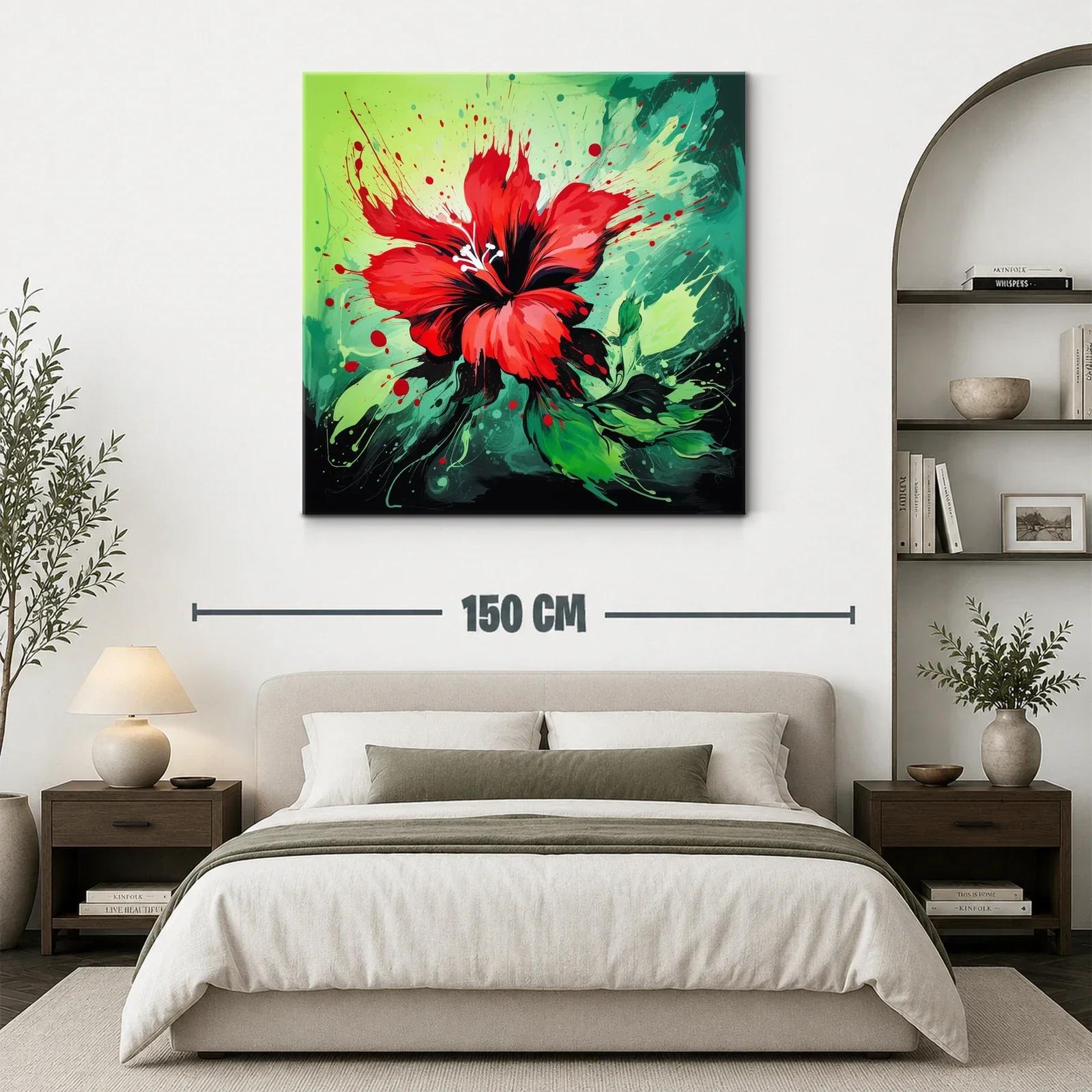 Impactante cuadro de flor roja vibrante y energía dinámica — miniatura 3