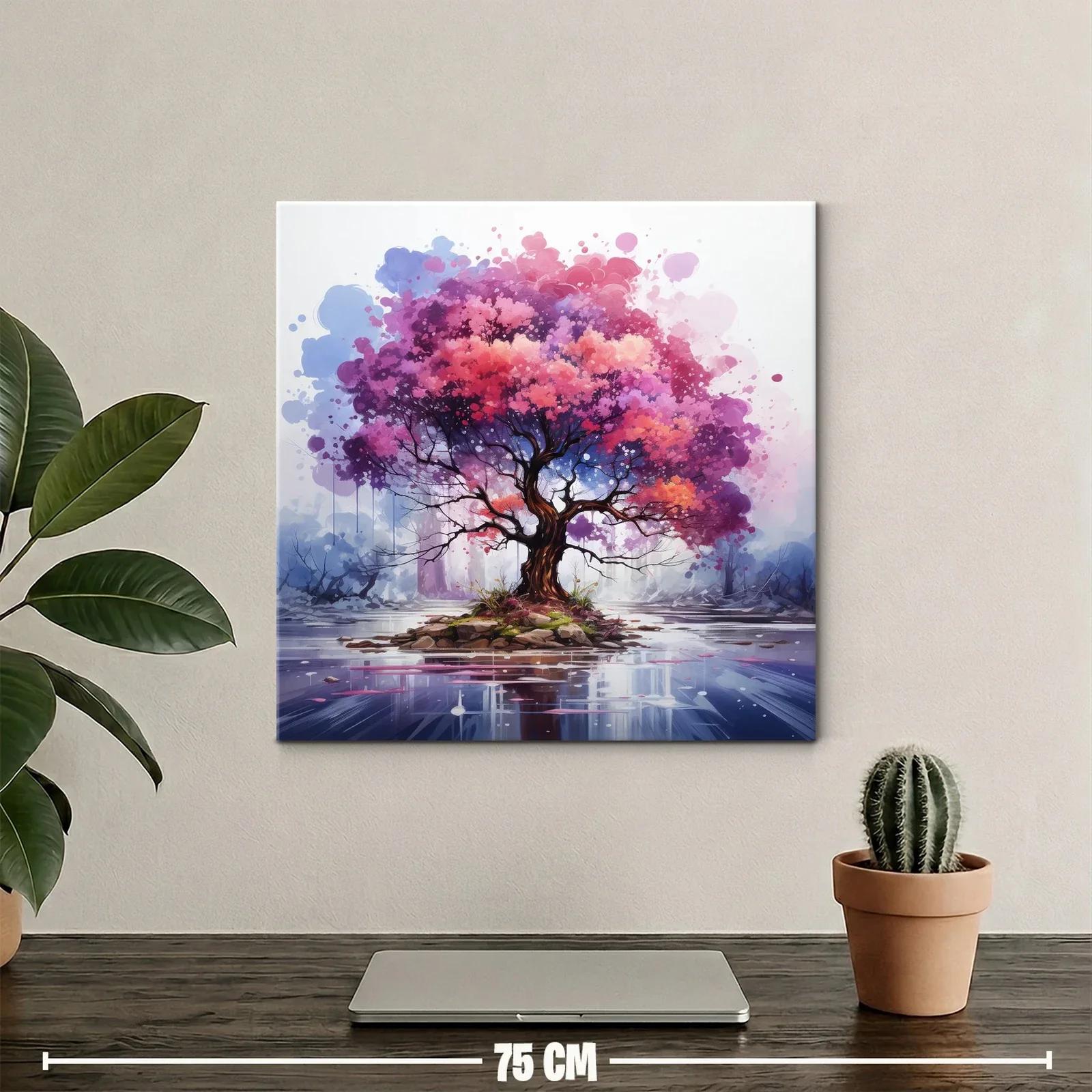 Árbol vibrante en isla rodeada de agua serena — miniatura 2