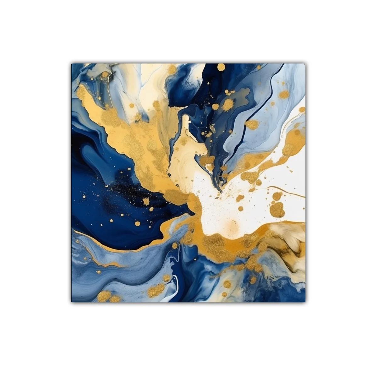 Arte abstracto con tonos dorados y azul profundo — miniatura 1