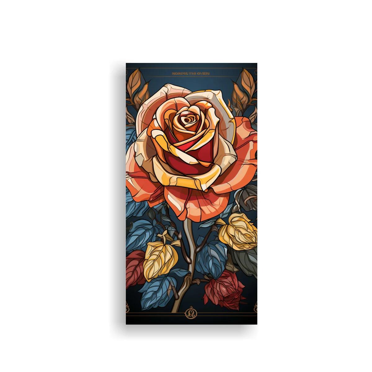 Cuadro rosa abierta con hojas y capullos — imagen principal